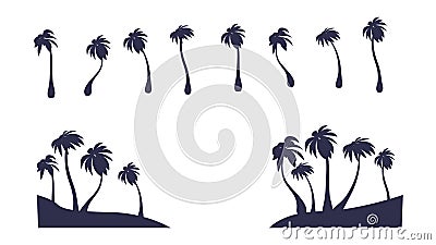 Abstract Vector Isolated Palm Silhouette. Tropic Tree Clipart Vector Illustration