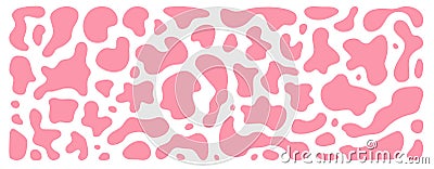 Abstract vector liquid organic blobs. Irregular shape liquid elements. Random cute childish wavy splodge form icons. Pink smooth Vector Illustration