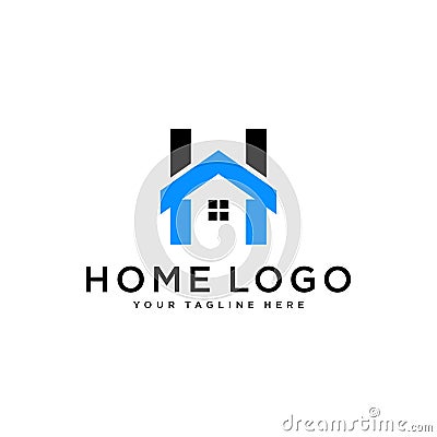 Abstract vector logo combines house and the letter H Vector Illustration