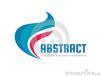 Abstract vector logo template concept illustration. Blue and red waves sign. Graphic design element Vector Illustration