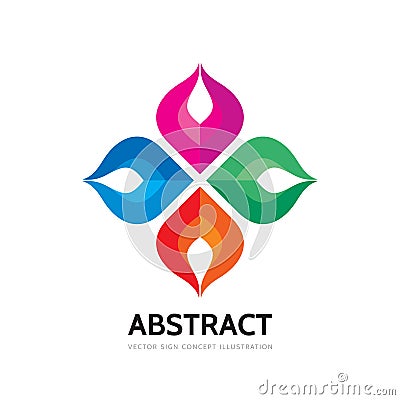 Abstract vector logo template illustration. Social media communication creative sign. Concept geometric flower symbol. Friendship Vector Illustration
