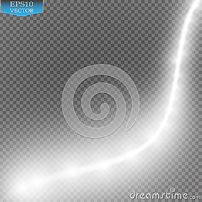 Abstract vector magic glow star light effect with neon blur curved lines. Sparkling dust star trail with bokeh. Vector Illustration