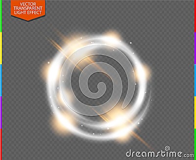 Abstract vector magic glow star trail light effect with neon blur curved line round flying Stock Photo