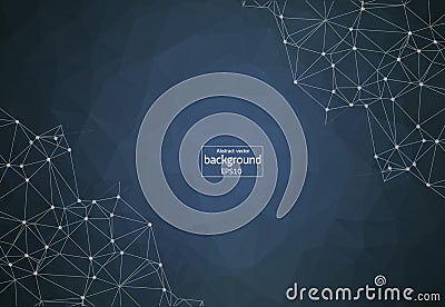 Abstract vector mesh background. Chaotically connected points and polygons flying in space. Futuristic technology style. Elegant b Vector Illustration