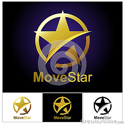 Golden move Star symbol or icon Vector Illustration