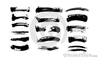 Abstract vector paint smears set. Hand drawn design element. Black ink marks on white background. Grunge texture Vector Illustration