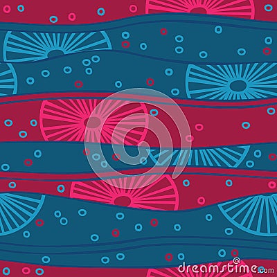 Abstract vector pattern with wavy elements and circles Vector Illustration