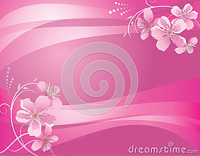 Abstract vector pink background with flower Vector Illustration