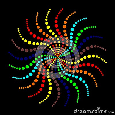 Abstract vector Rainbow waves circles dots background. Stock Photo