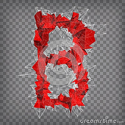 Abstract vector red modern triangular emblem of B on a chequered Vector Illustration