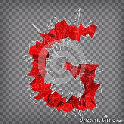 Abstract vector red modern triangular emblem of G on a chequered Vector Illustration