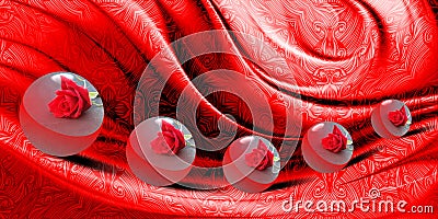 Abstract vector red shaded wavy textured background with movements of 3 d boll with texture, vector illustration. Vector Illustration