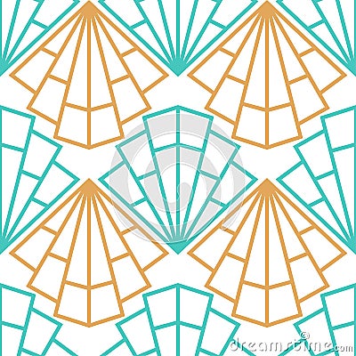 Abstract vector seamless Art Deco pattern with stylized shell Vector Illustration