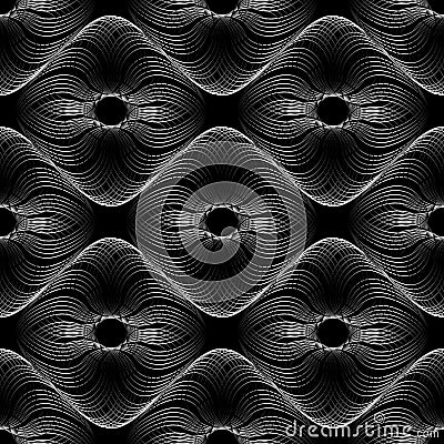 Spirograph geometric repeating texture. Abstract vector seamless moire pattern Vector Illustration