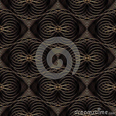 Abstract vector seamless moire pattern with lines. Spirograph geometric repeating texture Vector Illustration