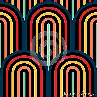 Abstract vector seamless op art pattern. Color pop art, graphic ornament. Optical illusion. Vector Illustration