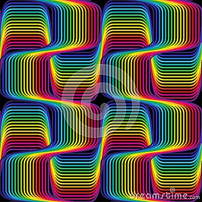 Abstract vector seamless op art pattern. Colorful disco ornament. Optical illusion Vector Illustration