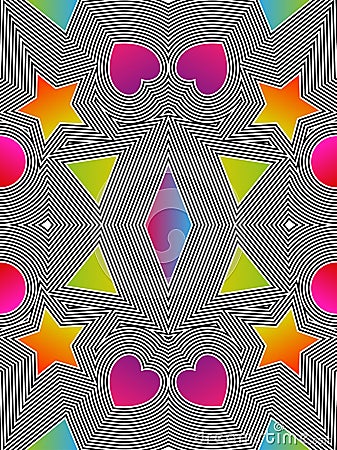Abstract vector seamless op art pattern. Colorful pop art, graph Vector Illustration
