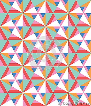 Abstract vector seamless pattern with different triangles and shapes. Modern mosaic texture in flat style. Multicolored stylized Stock Photo