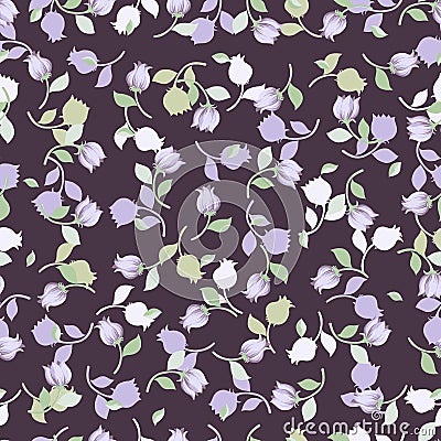Abstract Vector Seamless Pattern with Elegant Tulip Flowers Vector Illustration