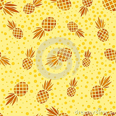 Abstract vector seamless pattern with pineapples. Modern fruit background with colorful pineapple or ananas. Tropical Vector Illustration