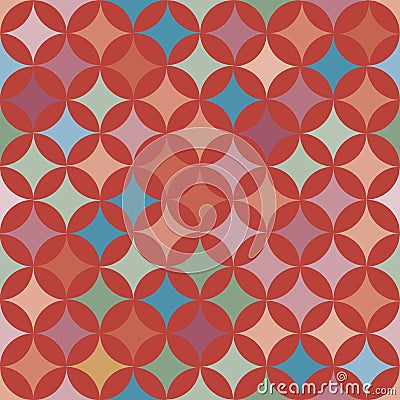 Abstract vector seamless retro tile pattern with geometric rouns red texture Vector Illustration