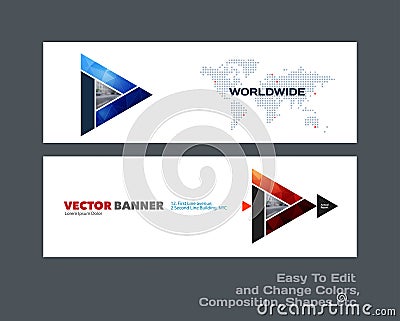 Abstract vector set of modern horizontal website banners with colourful triangle Vector Illustration