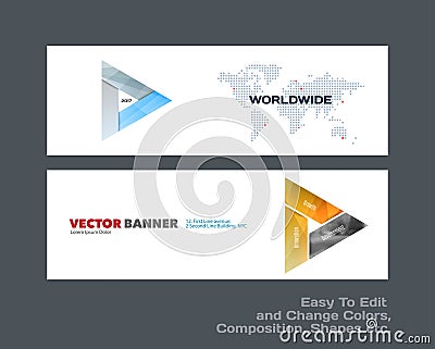 Abstract vector set of modern horizontal website banners with colourful triangle Vector Illustration
