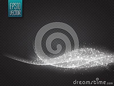 Abstract vector smooth wave with glow isolated on transparent background Vector Illustration