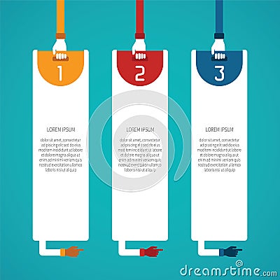 Abstract vector 3 steps infographic template in flat style for layout workflow scheme, numbered options, chart or diagram Vector Illustration