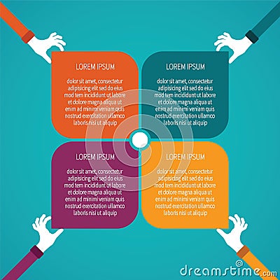 Abstract vector 4 steps infographic template in flat style for layout workflow scheme, numbered options, chart or diagram Vector Illustration