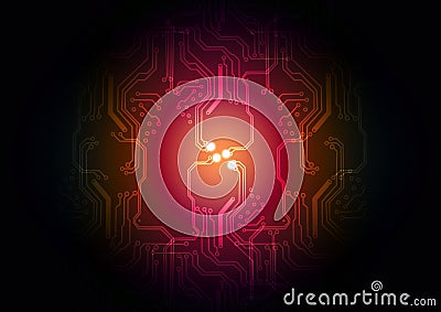 Abstract vector technology design background concept with circuit and circle light effects background, abstract tech, illustration Vector Illustration