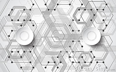 Abstract Vector Technology hexagon style illustration and geometric background. Vector Illustration