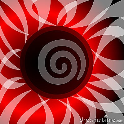 Abstract vector with theme solar eclipse. Wavy rays surround the black circle, in the background fiery glow Vector Illustration
