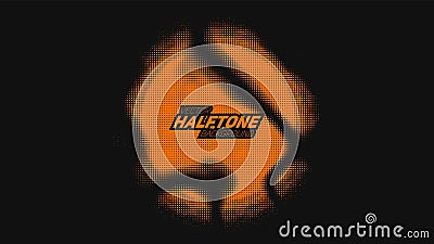 Abstract vector torn orange halftone distorted sphere. Scrathed dotted texture element. Point glitch Vector Illustration