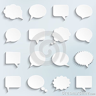 Abstract vector white speech bubbles set Vector Illustration