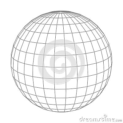 Abstract vector wireframe sphere globe on white Vector Illustration