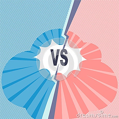 Abstract versus concept. Blue against red. Vector illustration Stock Photo