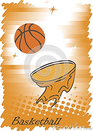Abstract vertical basketball poster.Orange background Vector Illustration
