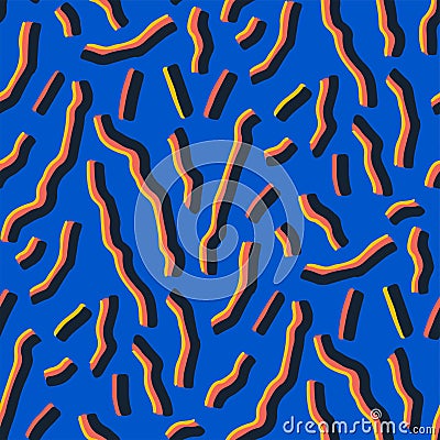Abstract vibrant seamless pattern of colorful wavy stripes. Vector Illustration