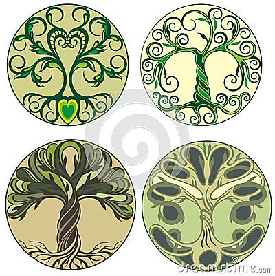 Abstract vibrant tree logo design. Tree vector icon design Vector Illustration