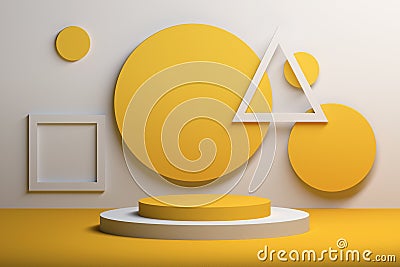 Abstract vibrant yellow composition with basic geometric shapes Cartoon Illustration