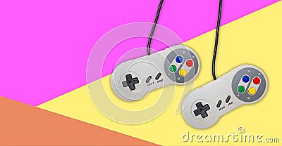 Abstract video gaming controller: Vintage gamepad on colorful background Stock Photo