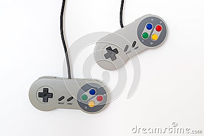 Abstract video gaming controller: Vintage gamepad on white background Stock Photo