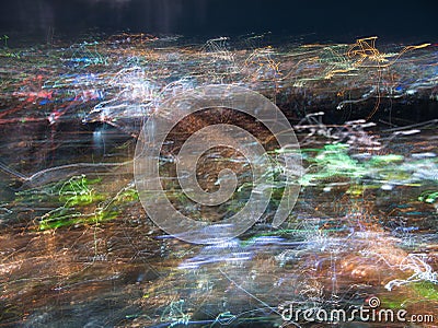 An abstract view of the lights of Osaka, Japan at night, taken from the Sky Building, with induced camera movement. Stock Photo