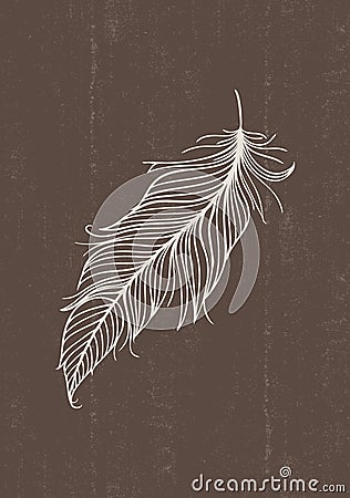 Abstract vintage feather print boho minimalist wall art Vector Illustration