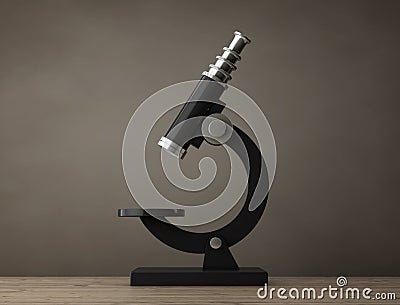 Abstract Vintage Laboratory Microscope. 3d Rendering Stock Photo