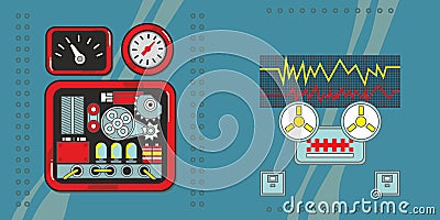 Abstract Vintage Retro Robot Decor Elements Vector Illustration Stock Photo