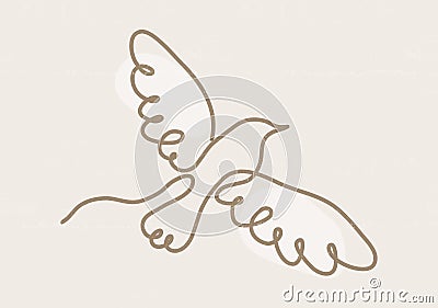 Abstract vintage wings bird print boho minimalist wall art Vector Illustration