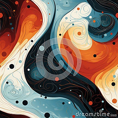 Abstract Vintage Yin Yang Seamless Acrylic Tile AI Generated Cartoon Illustration